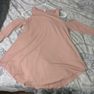 Lyss Loo pink cold shoulder long sleeve top